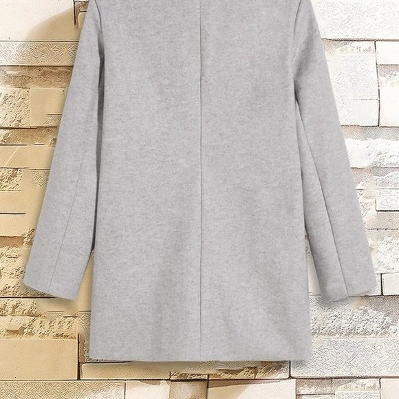 Casual Light Gray Lapel Collar Men's Overcoat - Picture 5 of 7